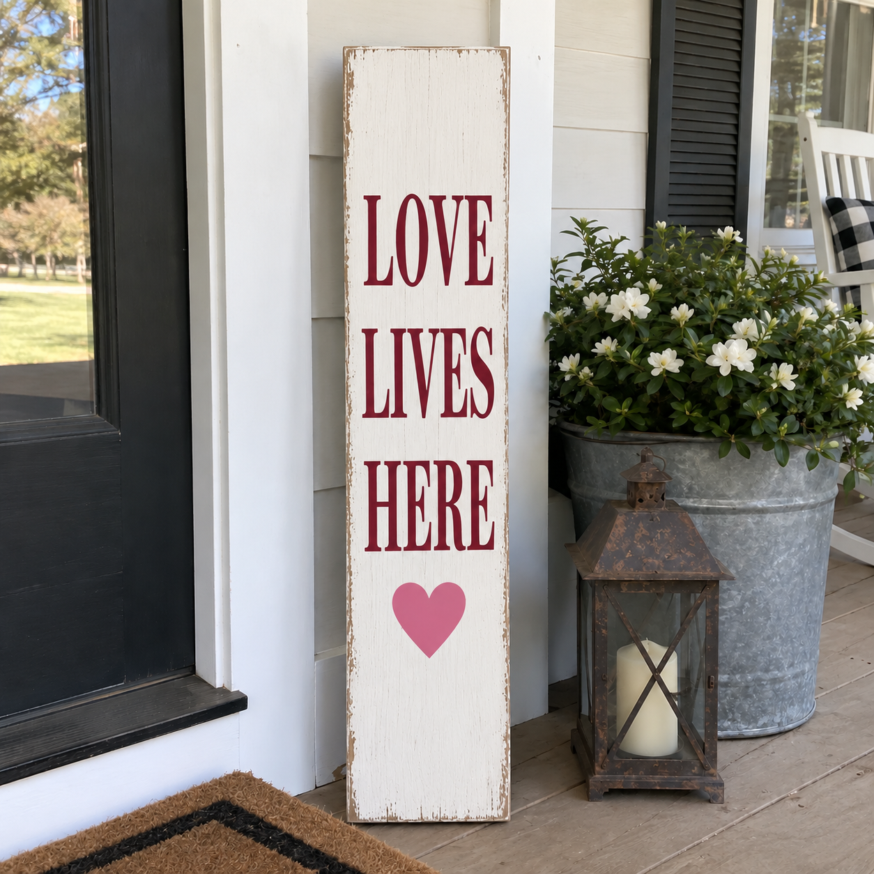 Valentine's Day reclaimed fence-picket sign